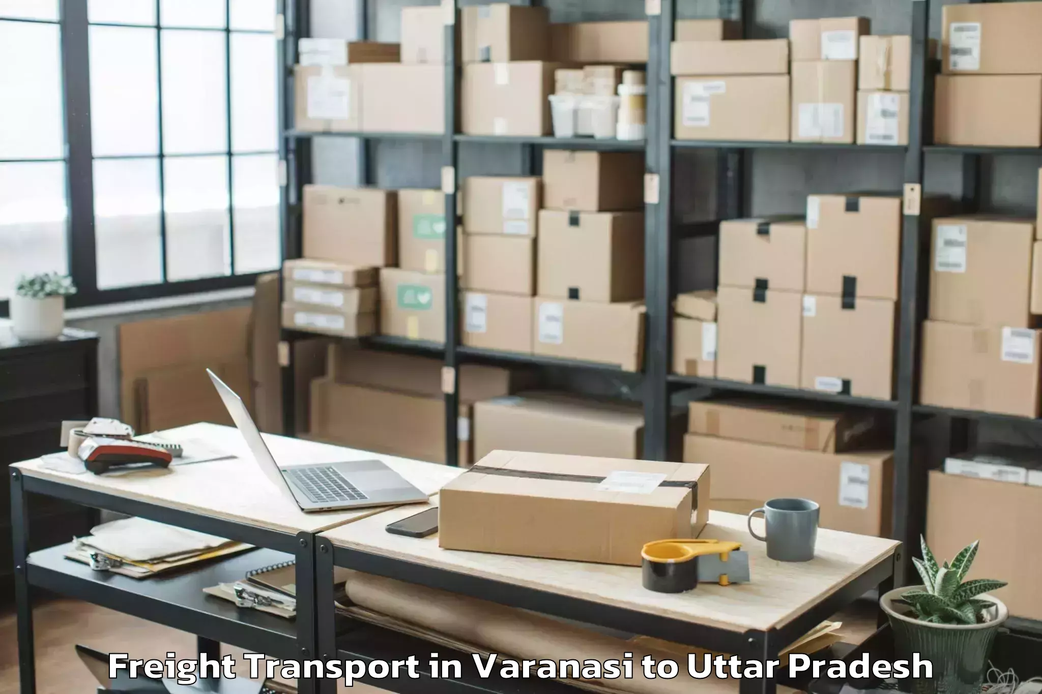 Trusted Varanasi to Bah Freight Transport